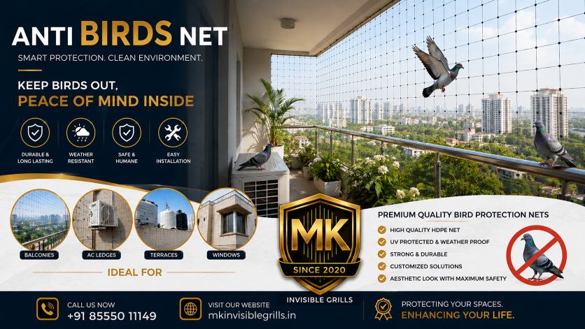 Anti-Bird Nets installation by MK Invisible Grills