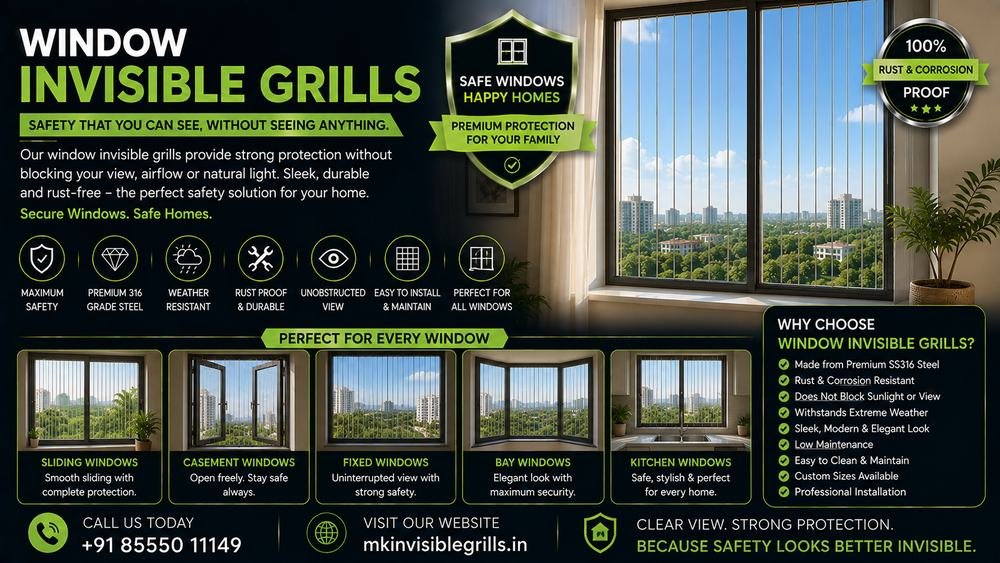 Window Invisible Grills installation by MK Invisible Grills